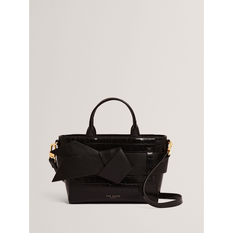 Ted Baker Black Jjosie – Croc Effect Mini Knot Bow Bag