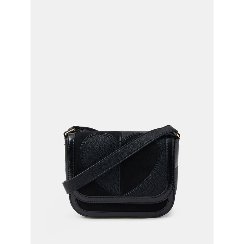 Accessorize Black Heart Patch Cross-Body Bag