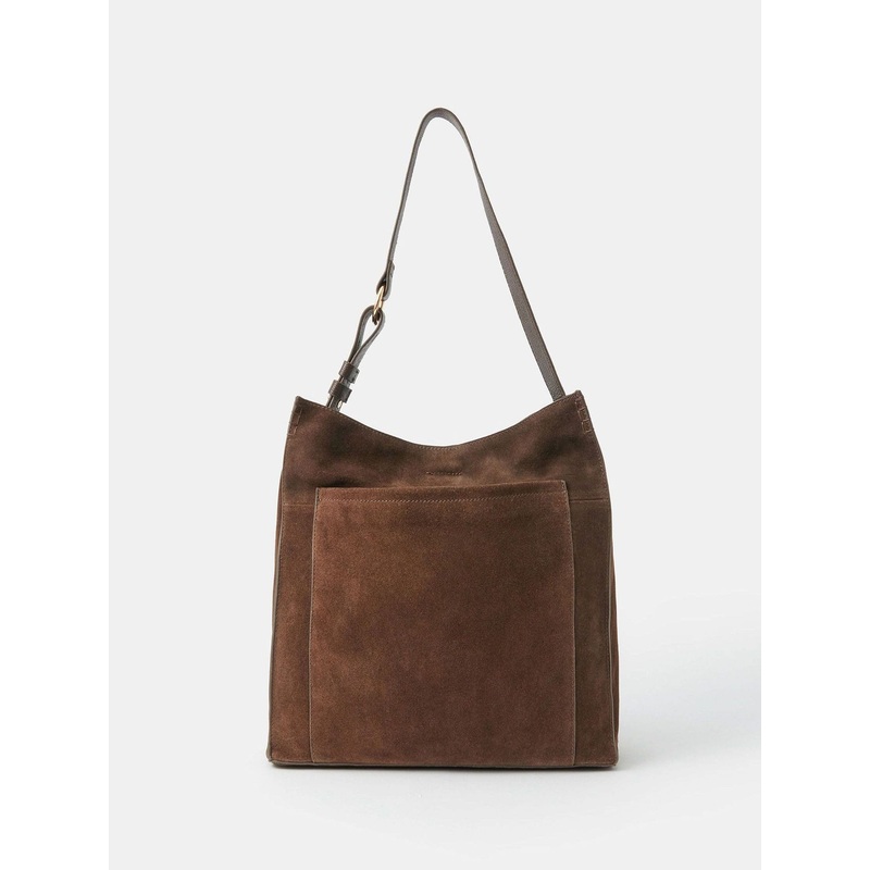 Accessorize Brown Large Pocket Suede Shoulder Bag