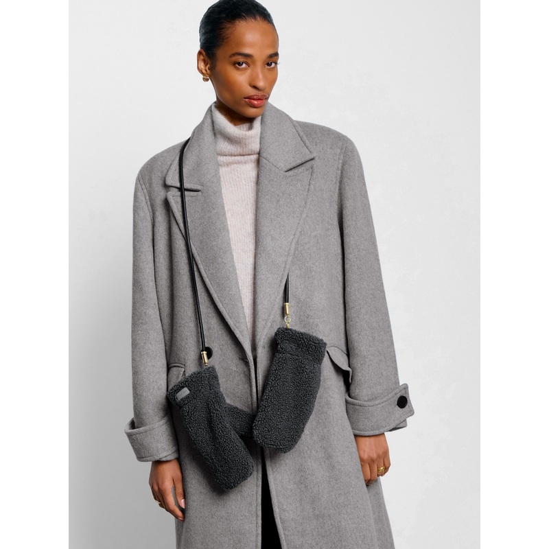 Katie Loxton Grey Teddy Mittens With Cord