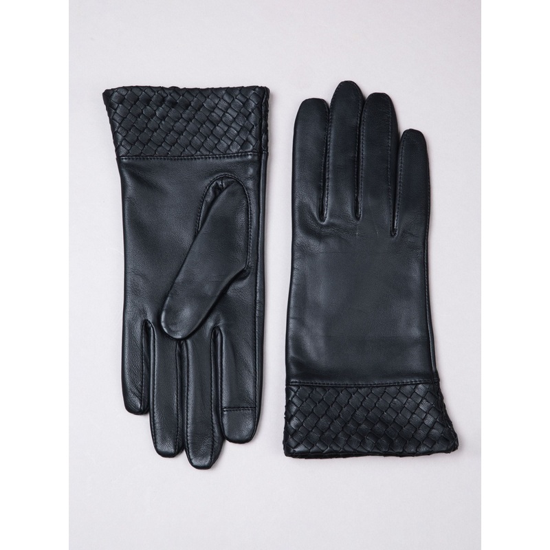 Lakeland Leather Black Willow Woven Cuff Gloves