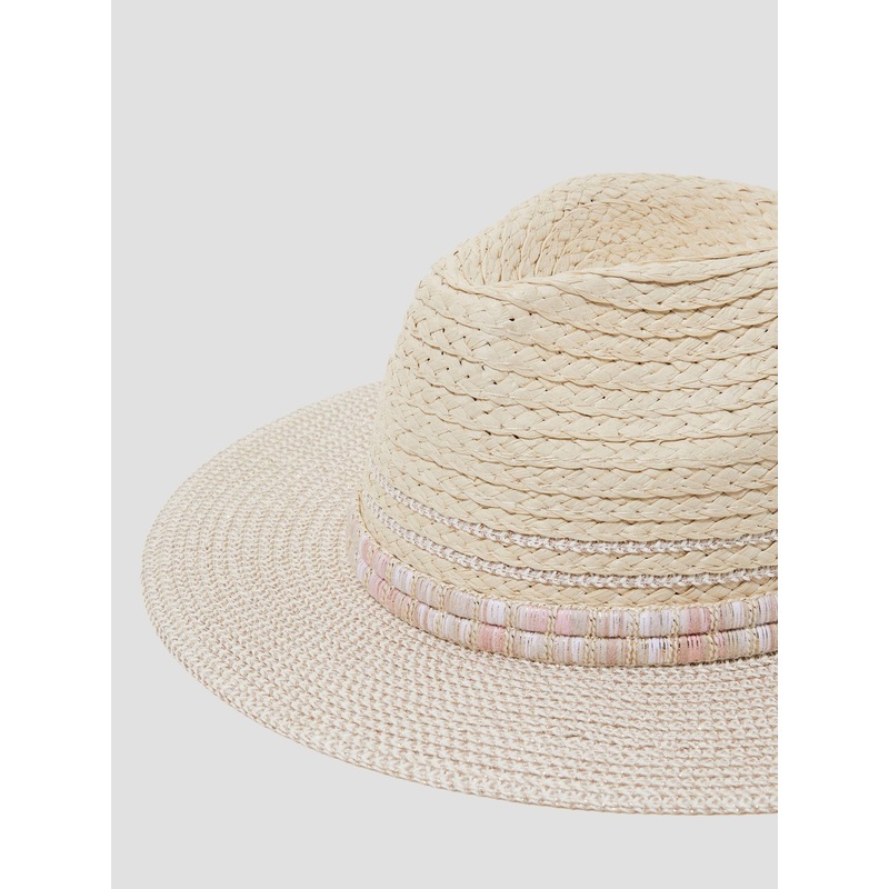 Monsoon Cream Nora Straw Fedora Hat