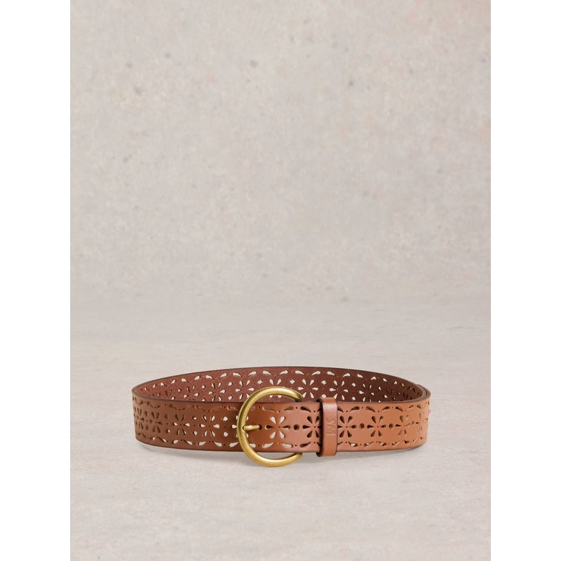 White Stuff Brown Punch Out Floral Belt
