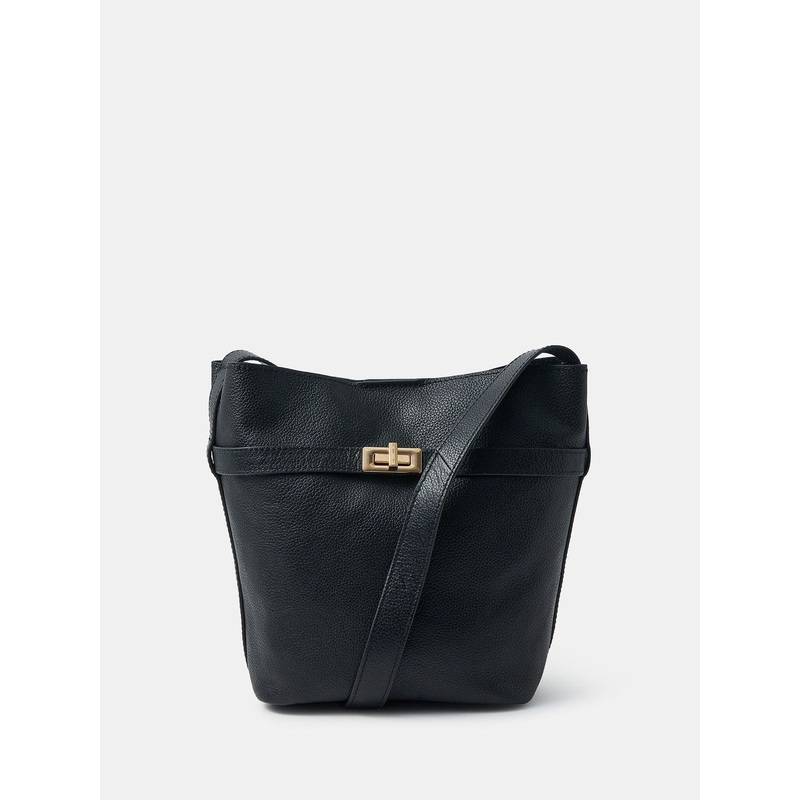 Accessorize Black Leather Bucket Cross-Body Bag