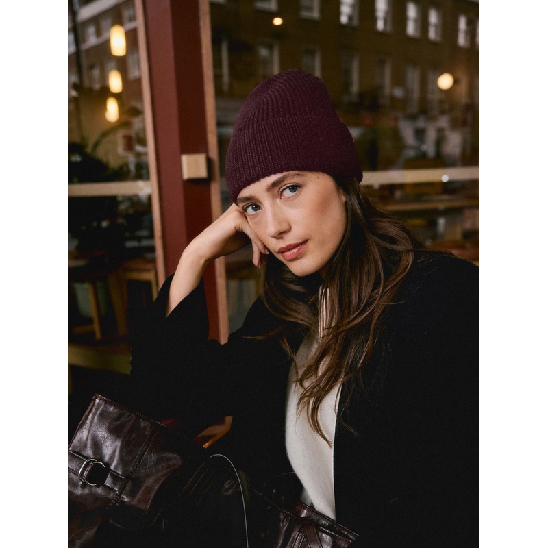 Berry Red Knitted Containing Merino Wool Beanie