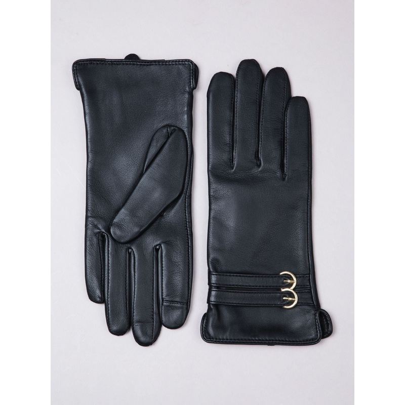 Lakeland Leather Black Twin Buckle Gloves