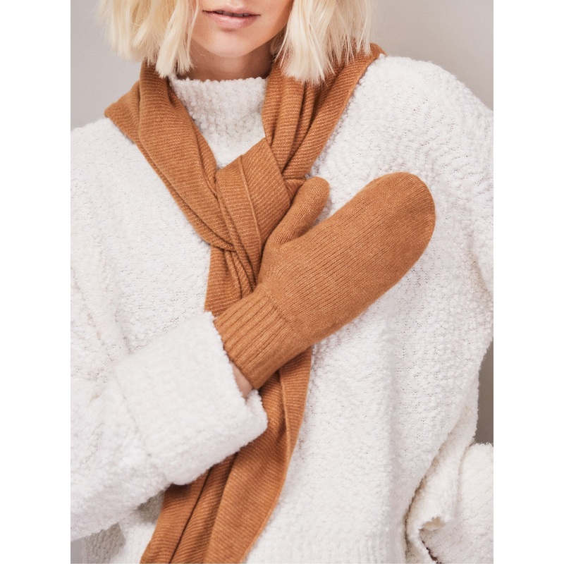Ro&Zo Brown Knit Mittens Gloves