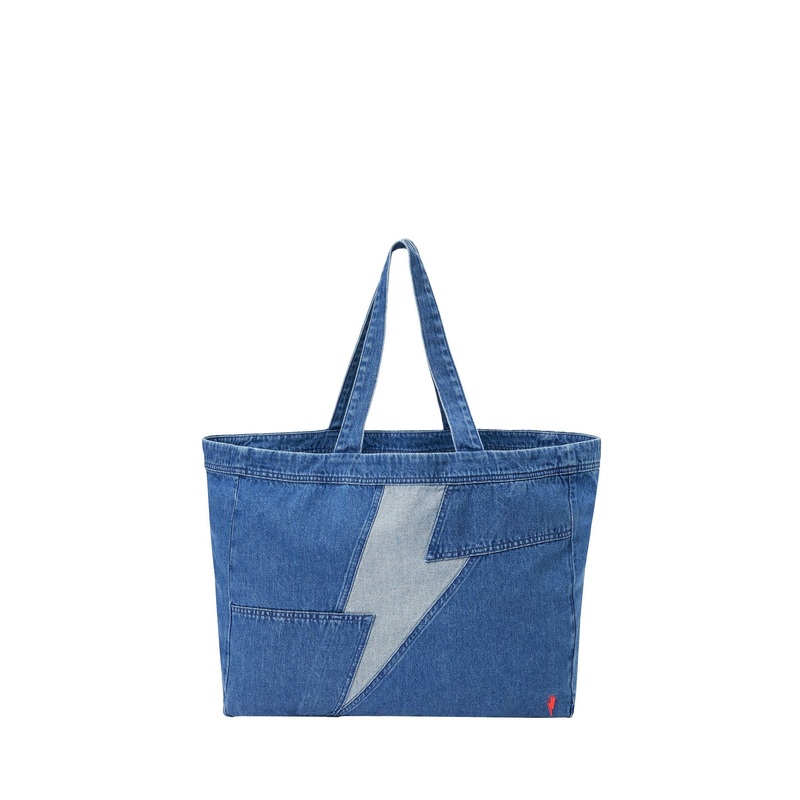 SCAMP & DUDE Blue Denim Bolt Tote Bag Bolt Patchwork