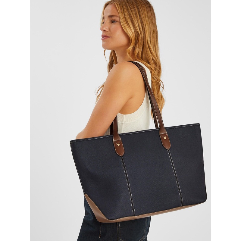 Accessorize Blue Two Tone Zip Tote Bag