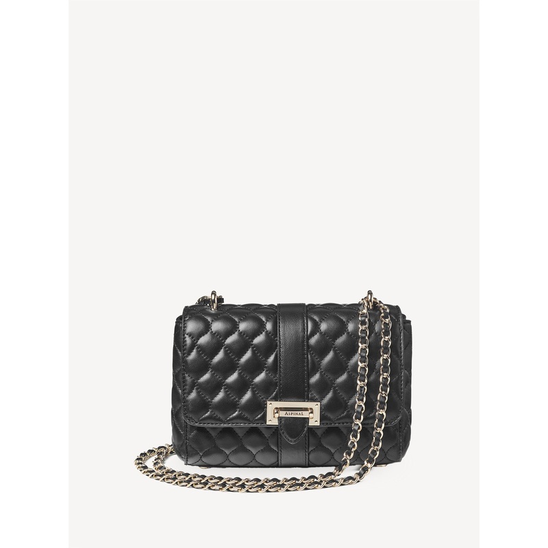 Aspinal of London Black Lottie Quilted Nappa Leather Bag
