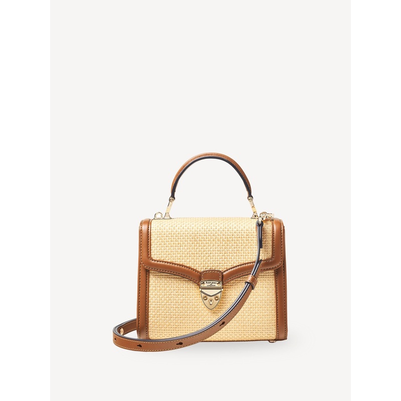 Aspinal of London Cream Mayfair Midi Raffia Bag