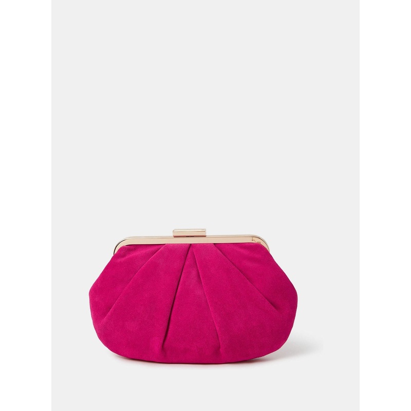 Accessorize Pink Pleated Suedette Clutch Bag