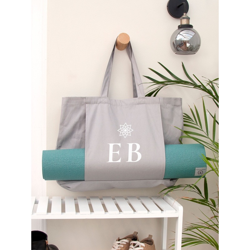 Treat Republic Grey Personalised Monogrammed Yoga Tote Bag