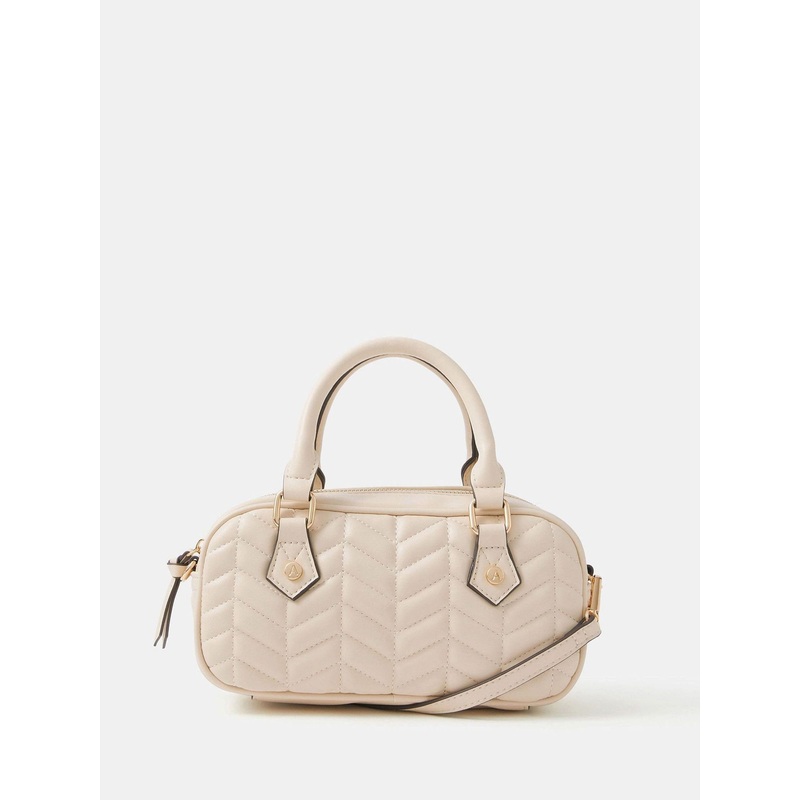 Accessorize Cream Chevron Quilted Cross-Body Handbag