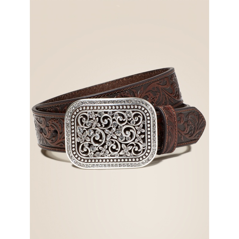 Ariat Western Rhinestone Filigree Leather Belt