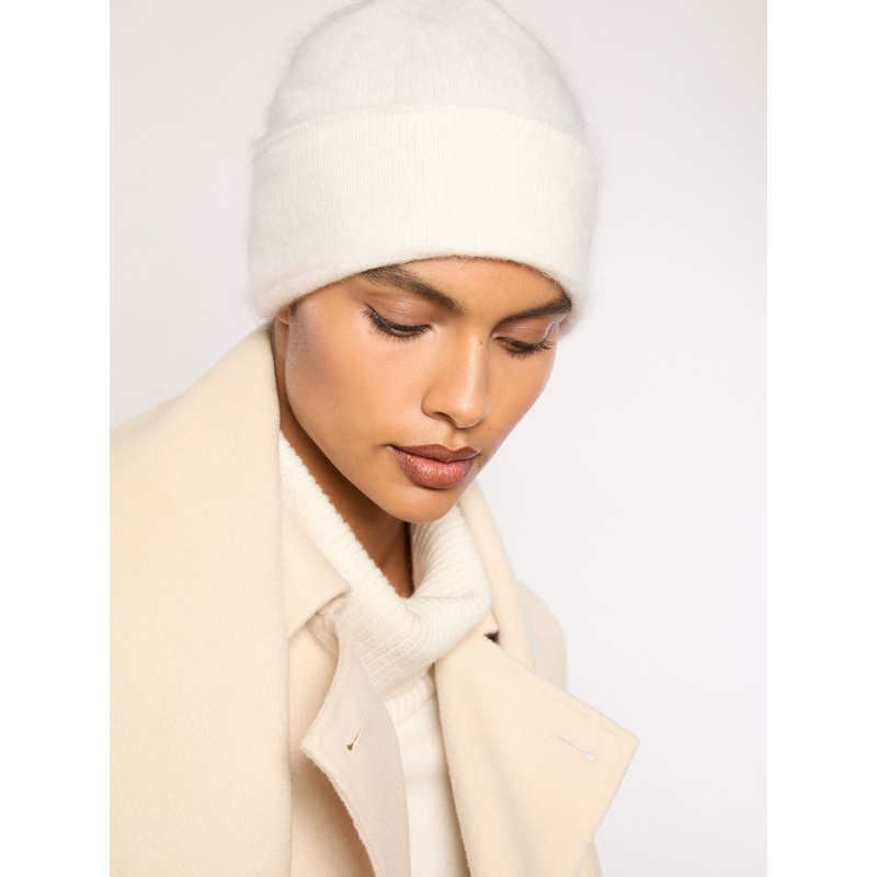 Reiss Cream Alba 100% Cashmere Beanie