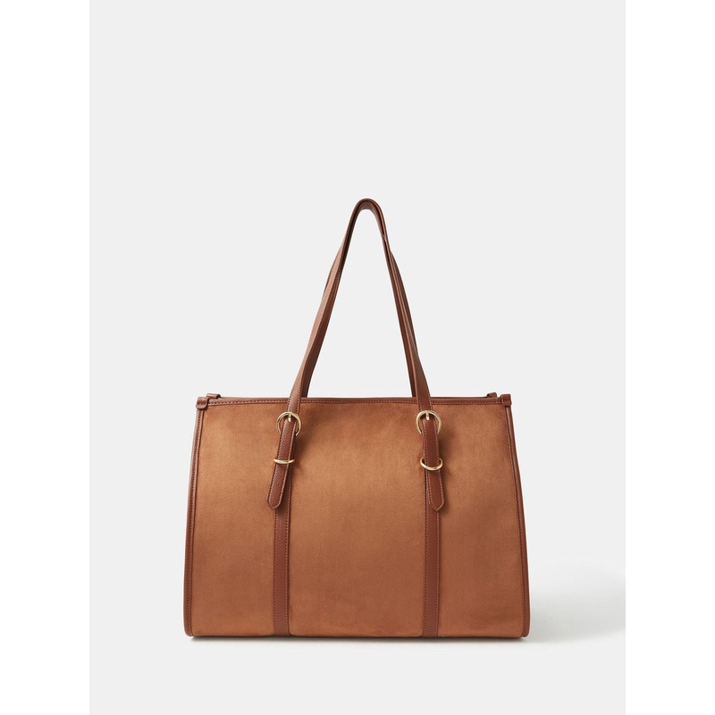 Accessorize Brown Buckle Strap Suedette Shoulder Bag