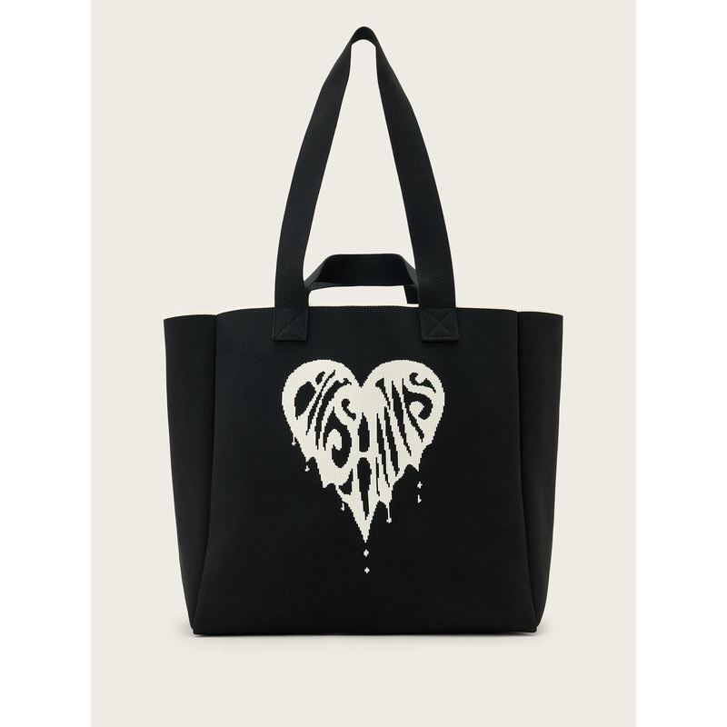 AllSaints Black Izzy Heart E/w Tote
