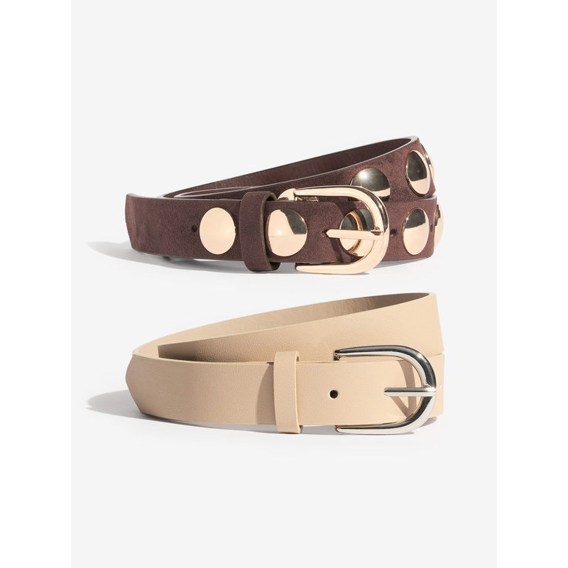Friends Like These Choc and Cream Studded Belts 2 Pack
