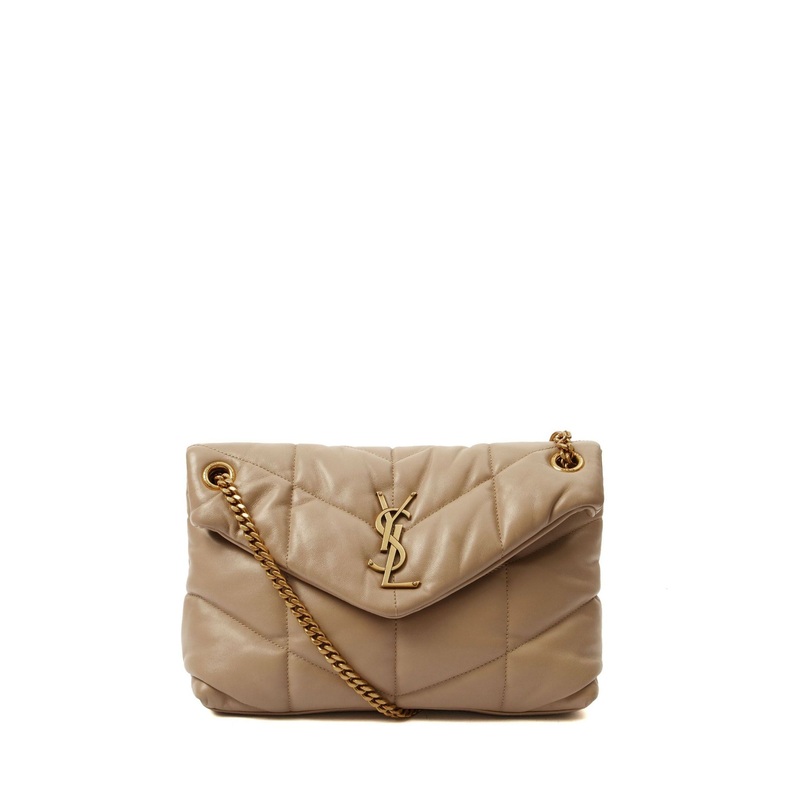 Saint Laurent Taupe Puffer Small Pre-Loved Brown Shoulder Bag