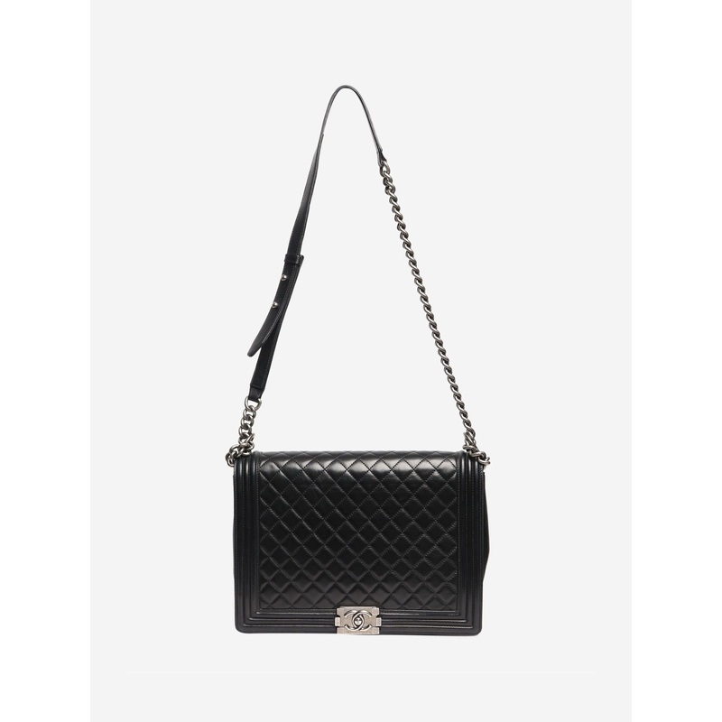 Sign of the Times 2012 Large Boy Lambskin Quilted Black Pre-Loved Bag