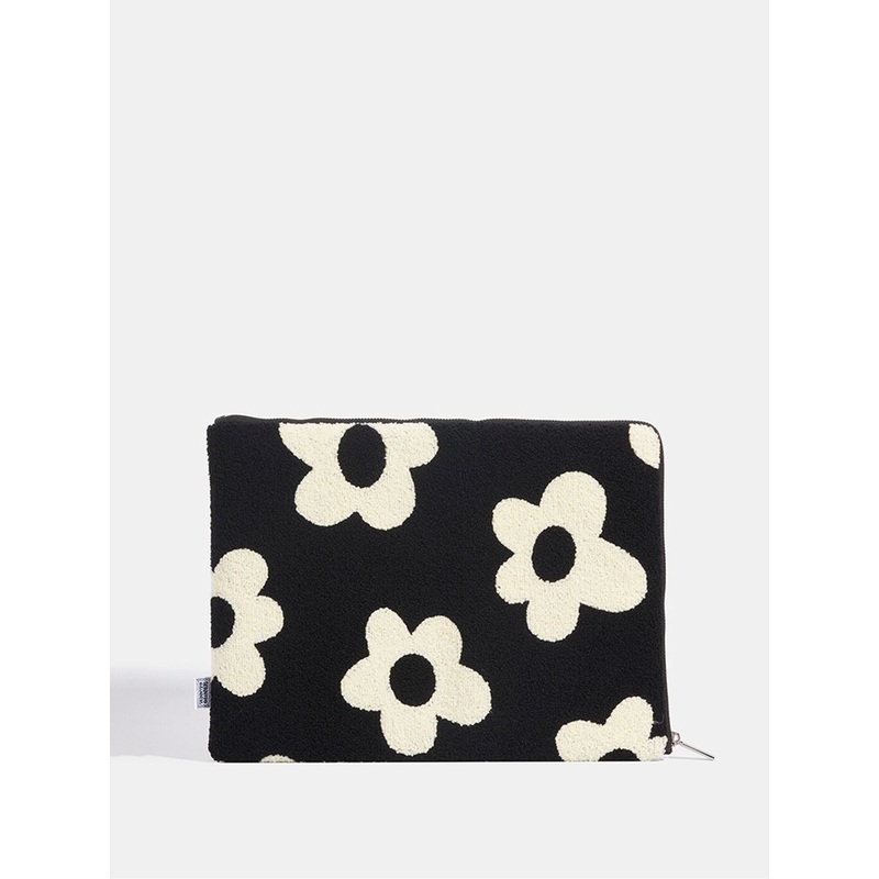 Skinnydip Black Daisy Fuzzy Laptop Case – 13″