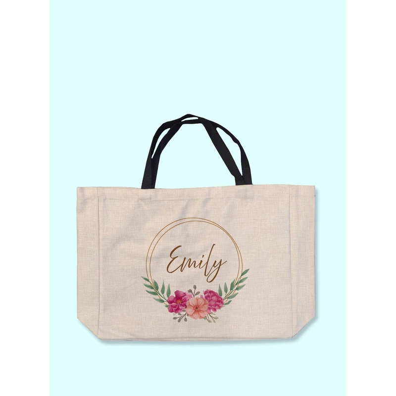 Treat Republic Personalised Floral Print Wreath Tote Bag