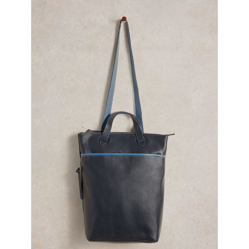 White Stuff Blue Leather Convertible Backpack
