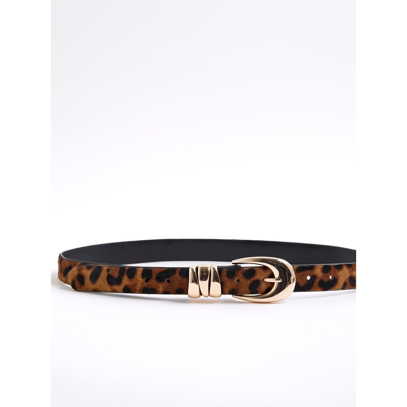 River Island Brown Leopard Print Triple Keeper Belt