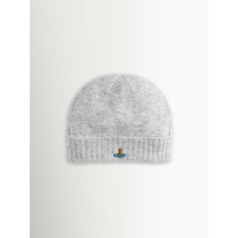 Vivienne Westwood Grey Fluffy Beanie Hat