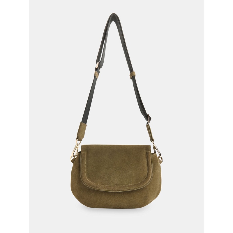 Whistles Green Nala Suede Crossbody Bag