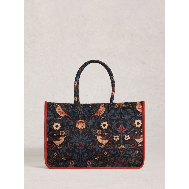 White Stuff Black Jasmine Jacquard Floral Tote