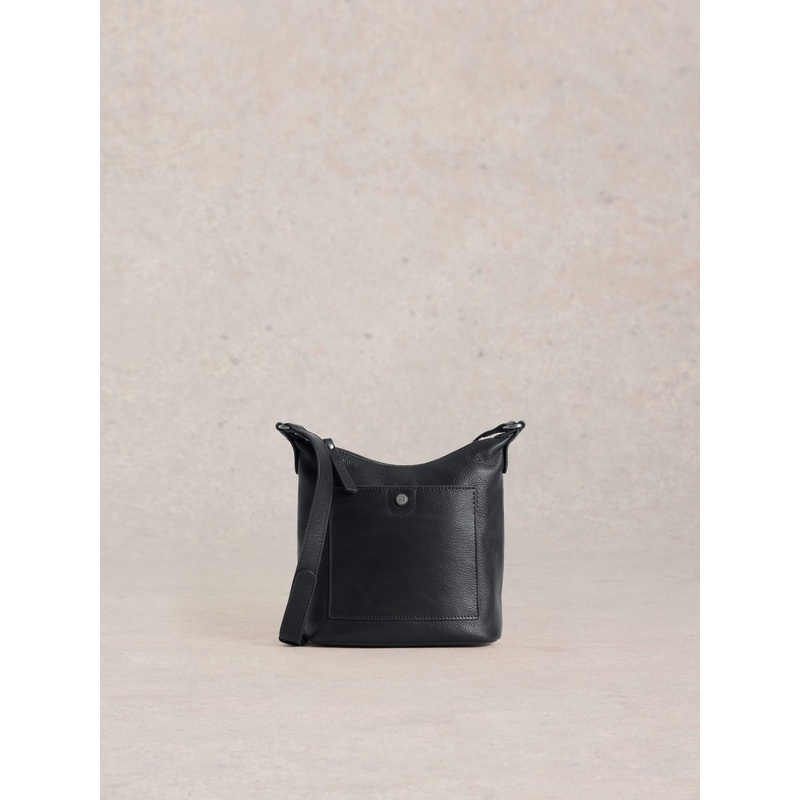 White Stuff Black Mini Fern Leather Cross-Body Bag