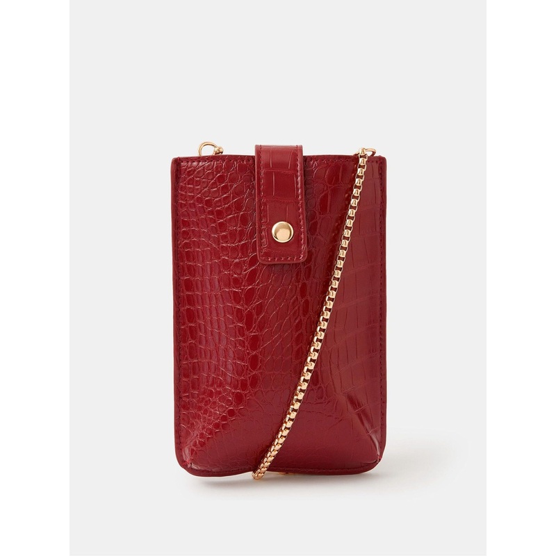 Accessorize Red Croc Tab Phone Bag