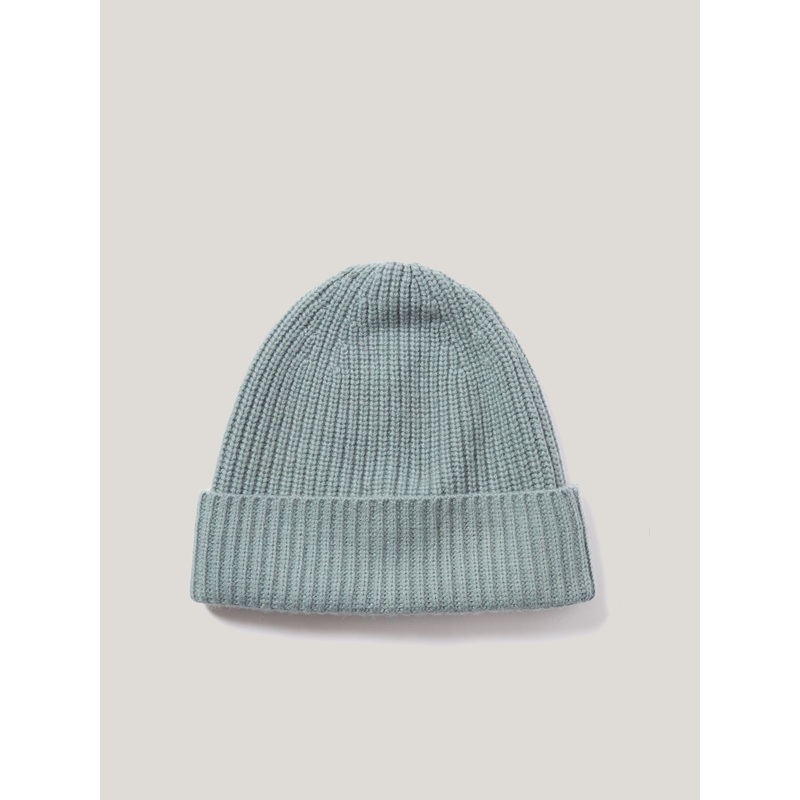 Jigsaw Blue Wool Cashmere Blend Rib Beanie