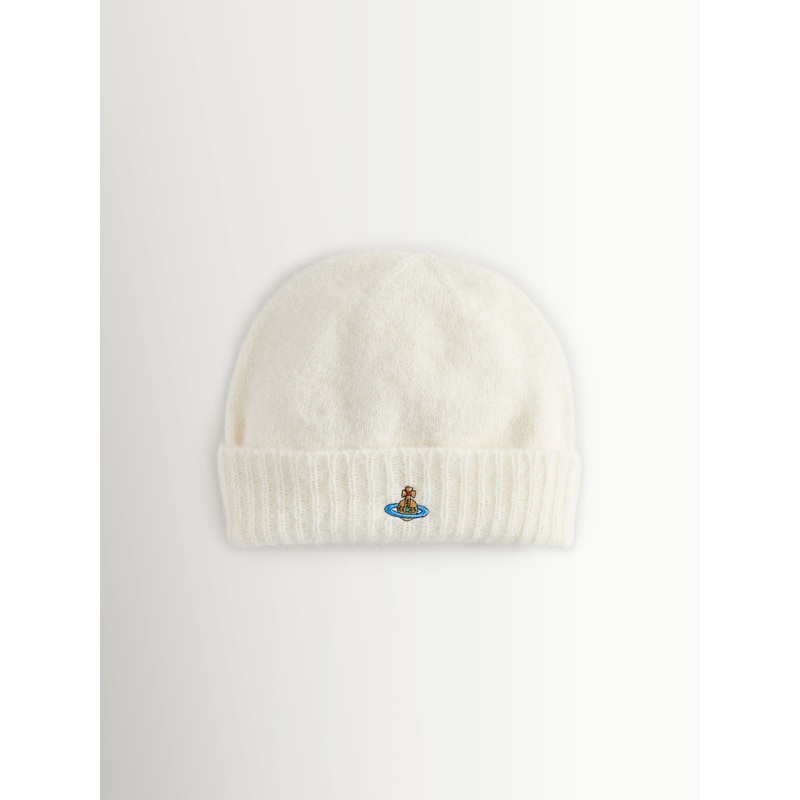 Vivienne Westwood White Fluffy Beanie Hat