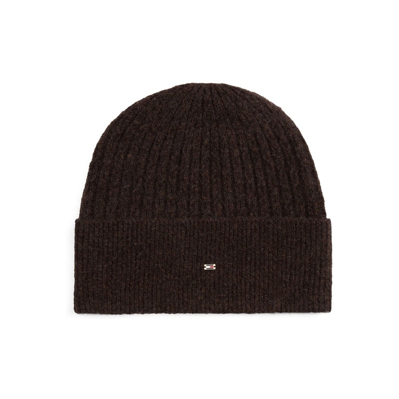Tommy Hilfiger Brown Flag Cable Knit Beanie