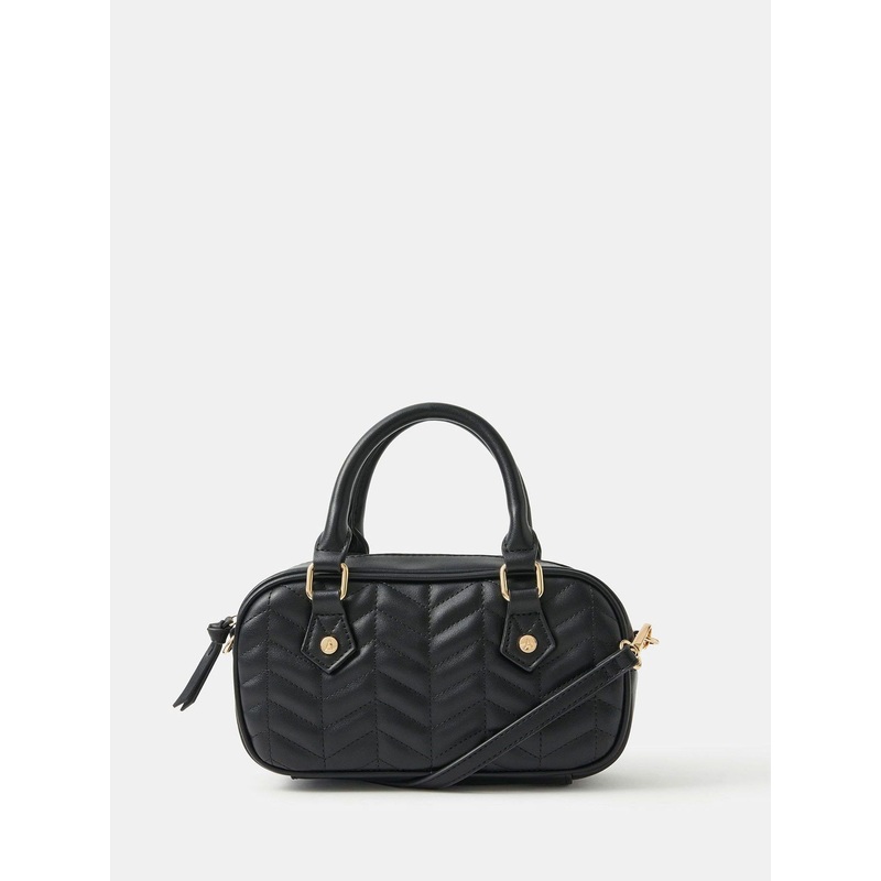 Accessorize Black Chevron Quilted Cross-Body Handbag