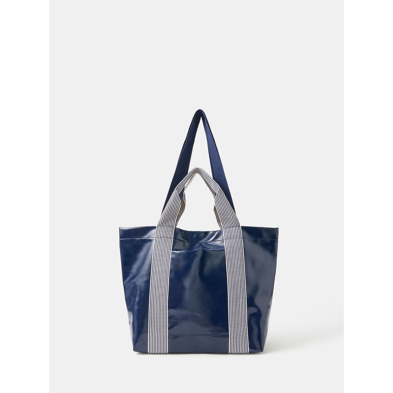 Accessorize Blue Double Strap Patent Shopper Bag