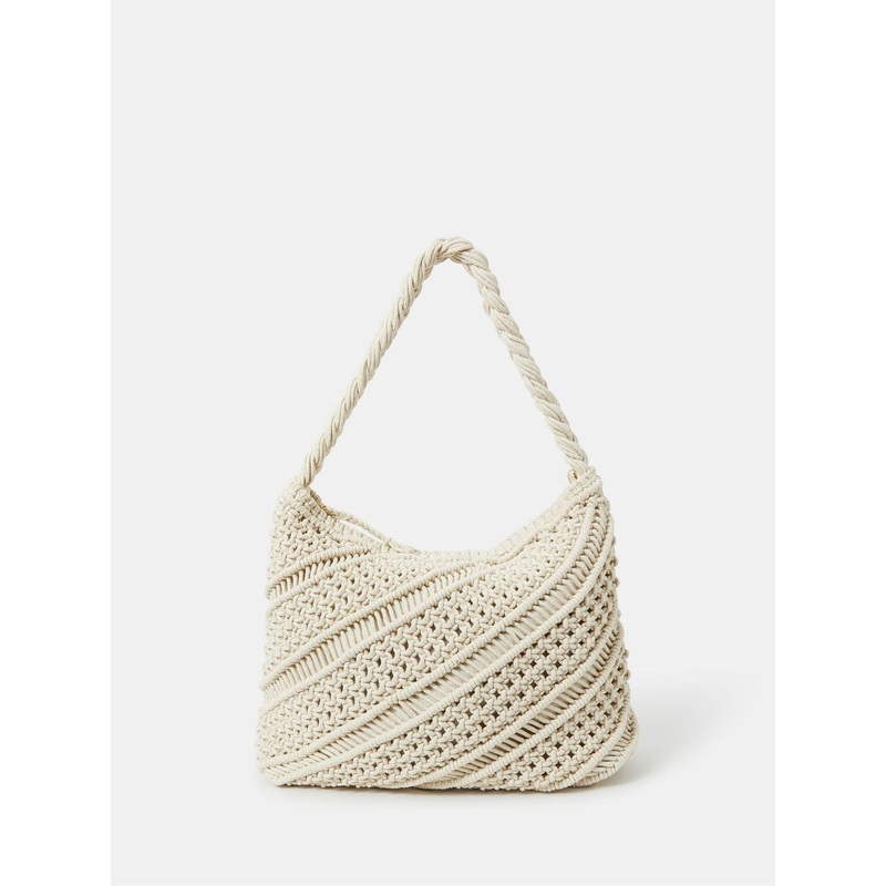 Accessorize Cream Macrame 100% Cotton Shoulder Bag