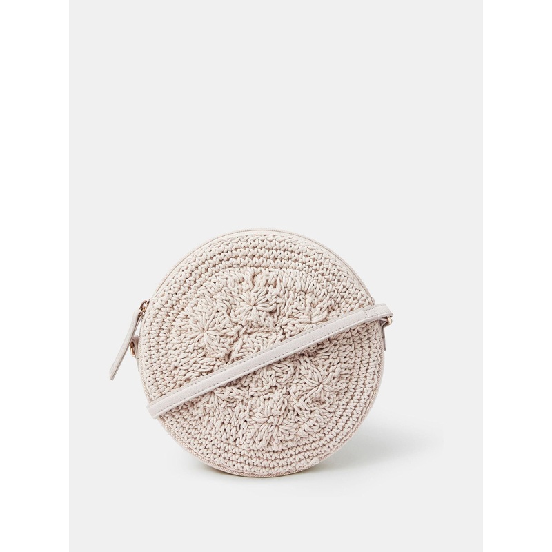 Accessorize Cream Round Macrame Bag