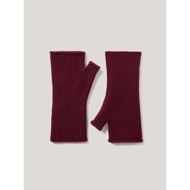 Jigsaw Wine Red Cashmere Mittens