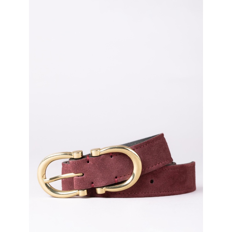 Lakeland Leather Red Bowness Dual Buckle Suede Belt