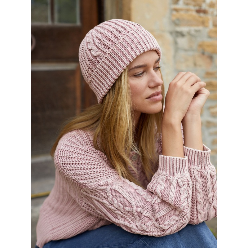 Shabby Chic by Rachel Ashwell Pink Knitted Cable Beanie