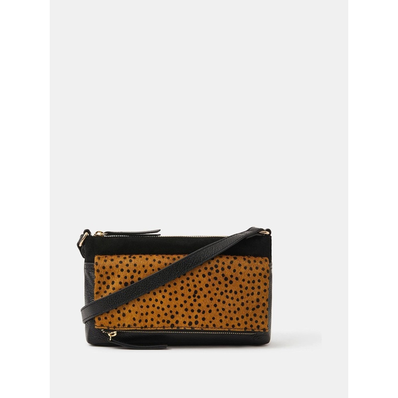 Accessorize Animal Fold Over Zip Leather Cross-Body Bag