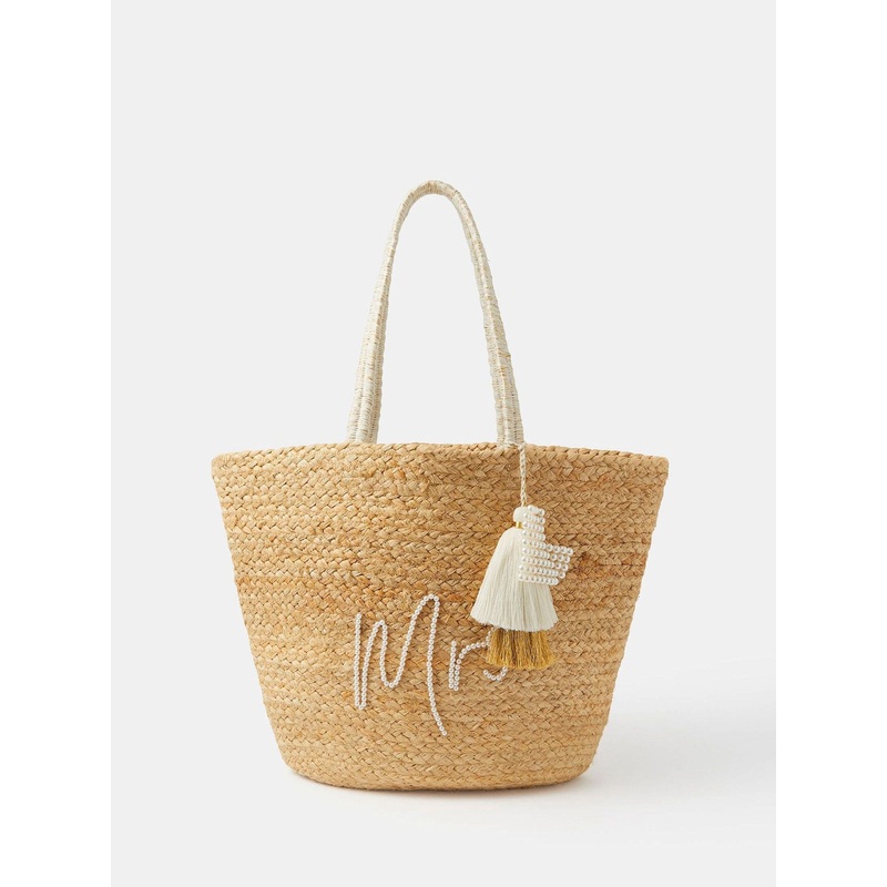 Accessorize Natural Mrs Jute Beach Bag