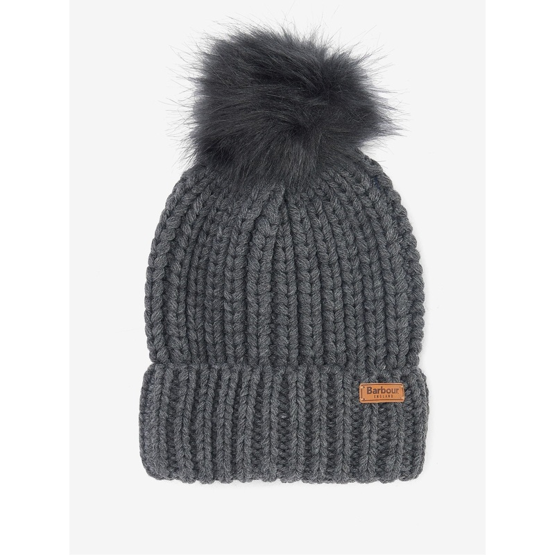 Barbour Dark Grey Saltburn Pom Beanie Hat