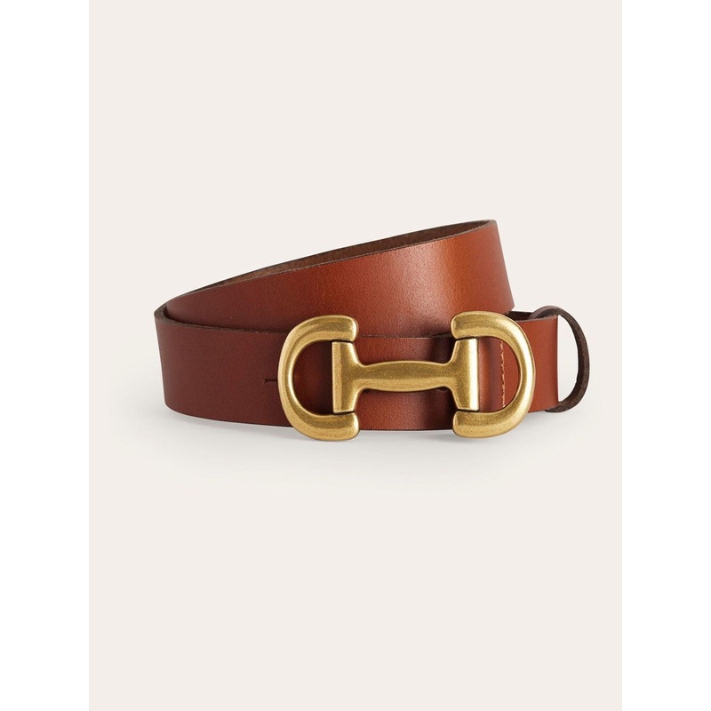 Boden Brown Snaffle-Trim Leather Belt