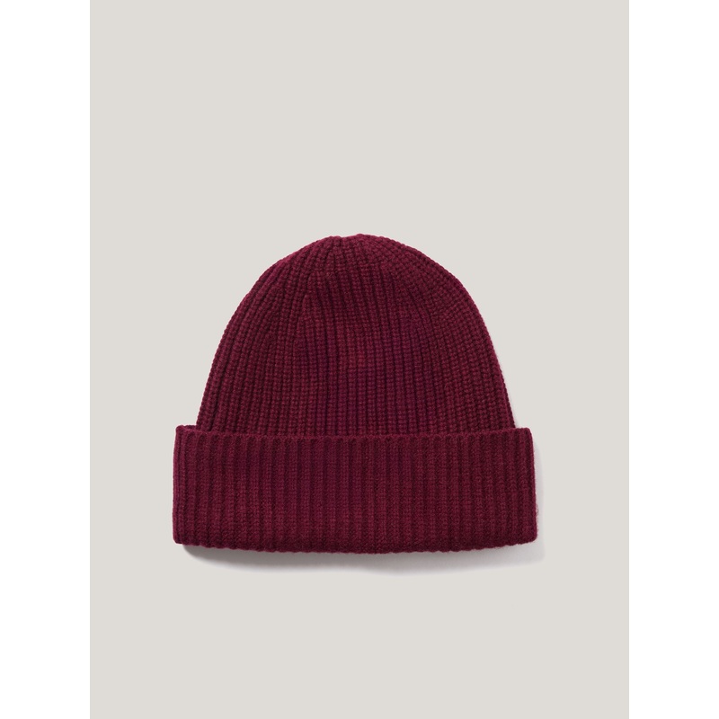 Jigsaw Red Wool Cashmere Blend Rib Beanie