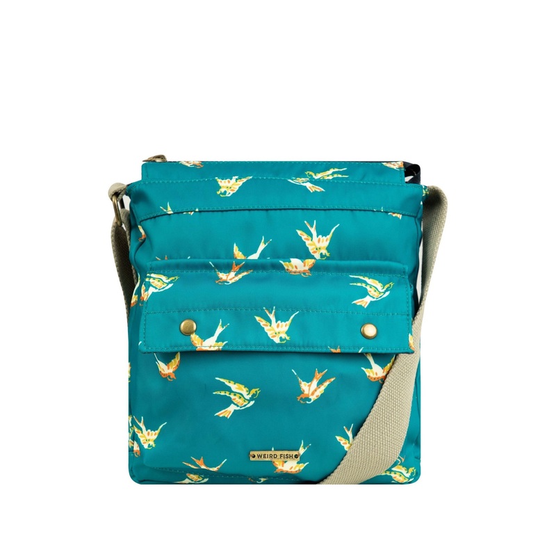 Weird Fish Green Kait Printed Cross Body Bag